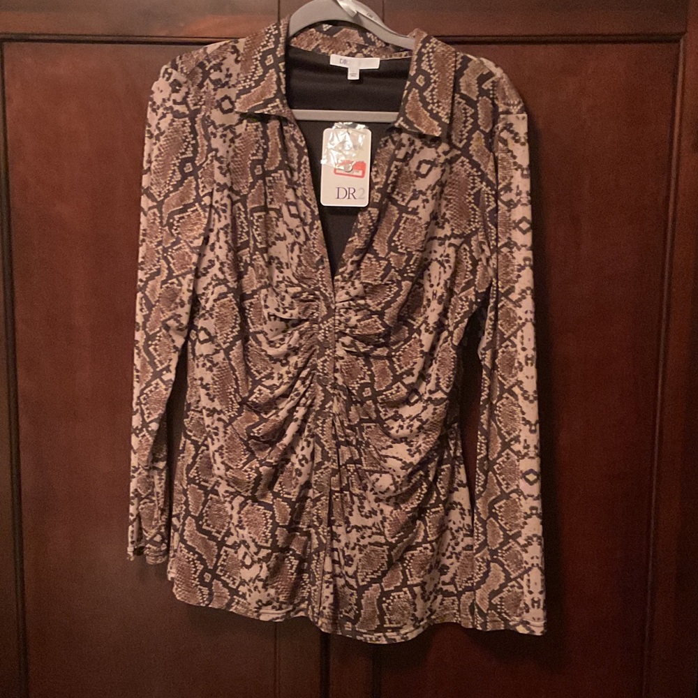 DR2 Brown Snake Print Blouse